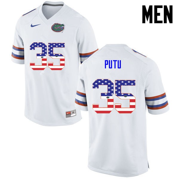 Florida Gators Men #35 Joseph Putu College Football Jersey USA Flag Fashion White